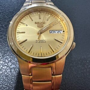 Seiko Gold-Tone Automatic Watch with Day-Date